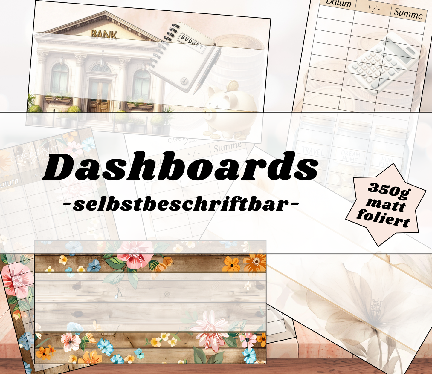 Dashboards - mehrere Auswahlmöglichkeiten, A6, Papier 350g foliert
