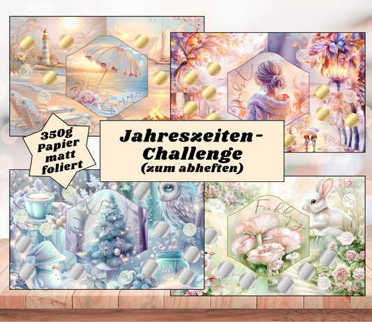 Jahreszeitenchallenge "lovley Year", gelocht und matt foliert für A6, Papier 350g