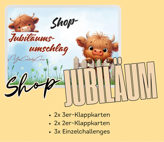 Shop-Jubiläumsumschlag mit 7 Challenges, A6, Papier 250g