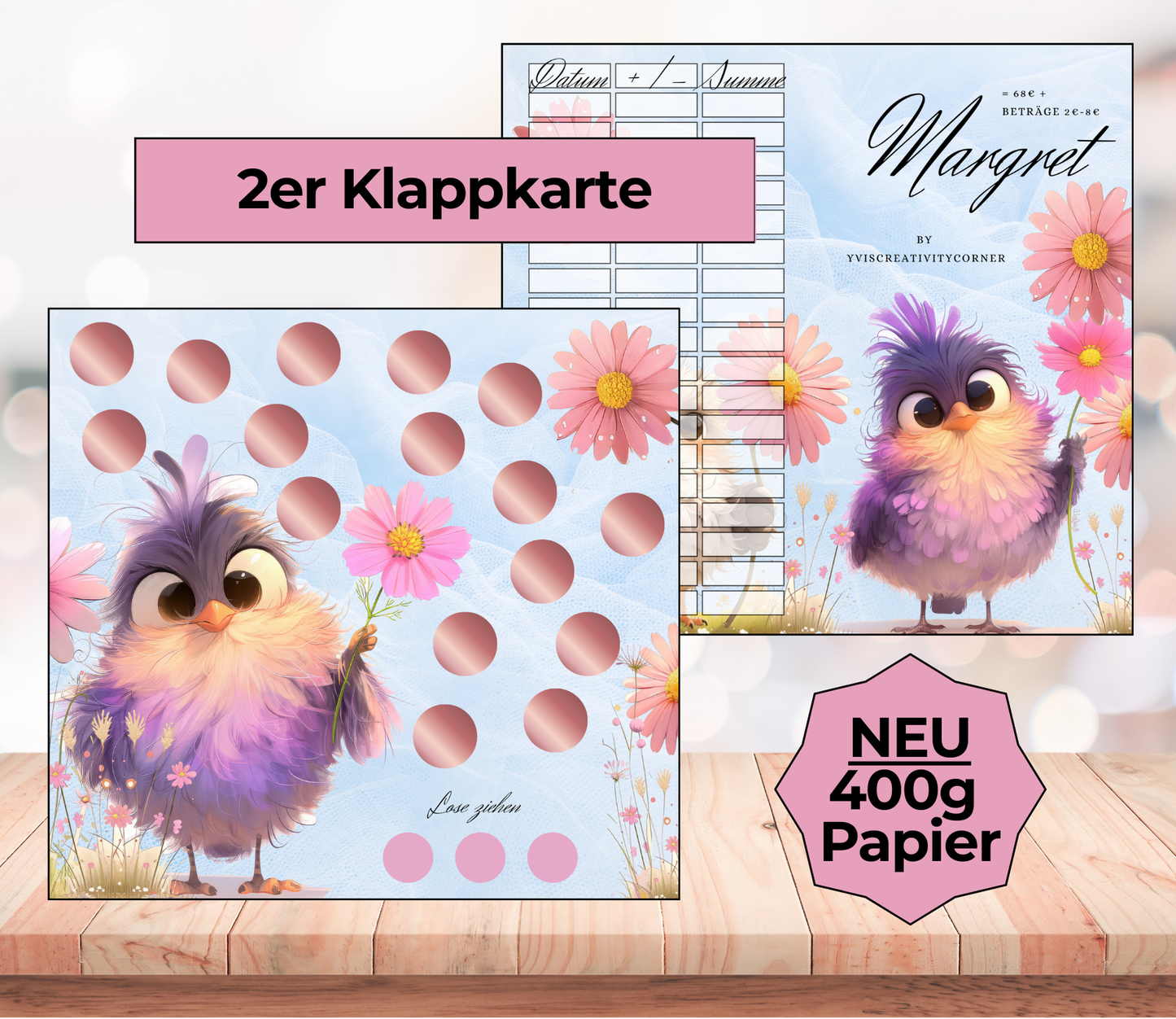 Sparchallenge "Margret" Zweier-Klappkarte, A6