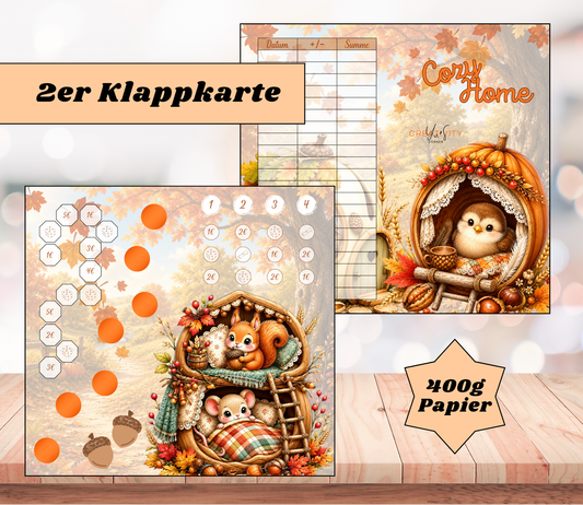 Sparchallenge „Cozy Home" Zweier-Klappkarte, A6, 400g Papier