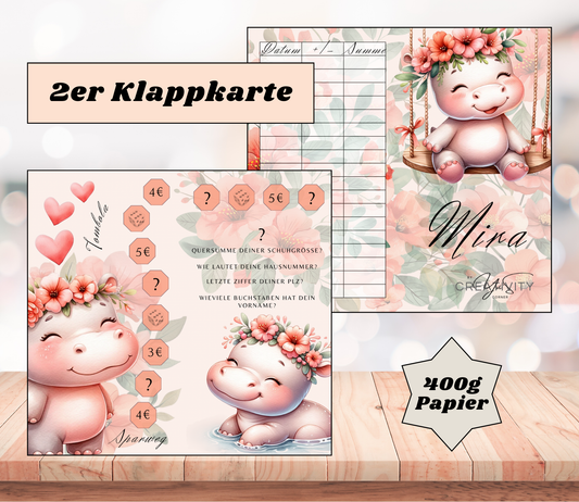 Sparchallenge „Mira" Zweier-Klappkarte, A6, 400g Papier