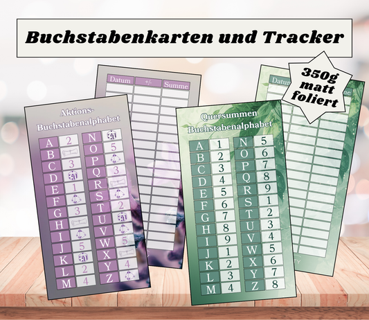 Alphabet-Buchstabenkarten mit Tracker - foliert A6