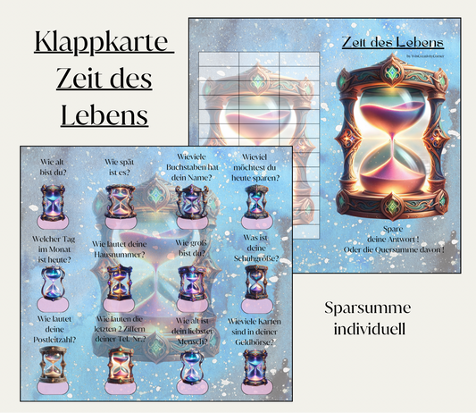 Sparchallenge "Zeit des Lebens" Klappkarte, A6, Papier 250g