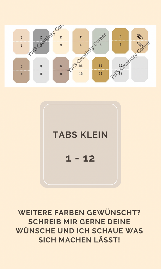 Sticker Tabs 1-12 klein nude (PS03)