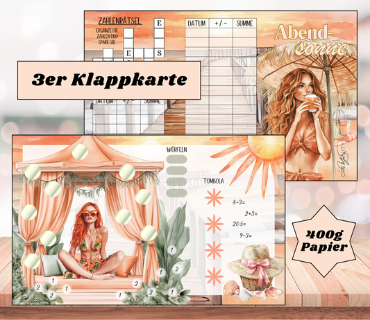 Sparchallenge "Abendsonne" Triple-Klappkarte, A6, 400g Papier