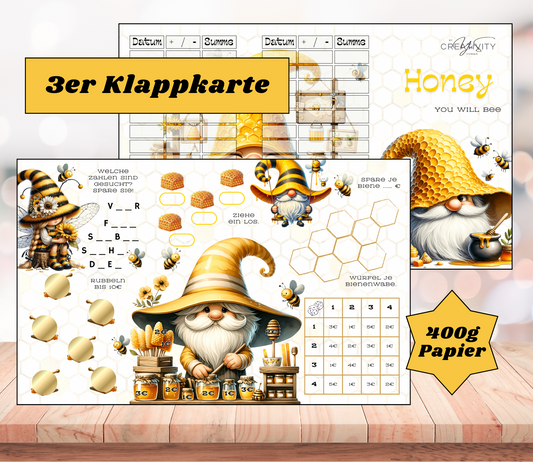 Sparchallenge "Honey" Dreier-Klappkarte, A6