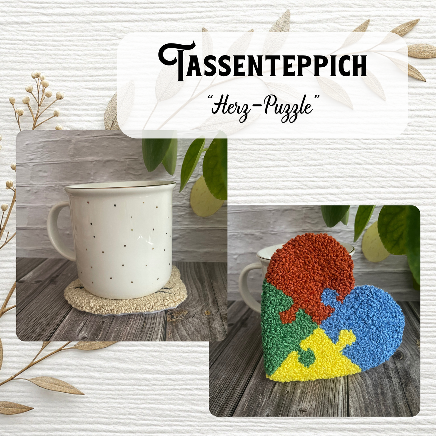 Farbenfrohe Tassenteppiche in verschiedenen Designs