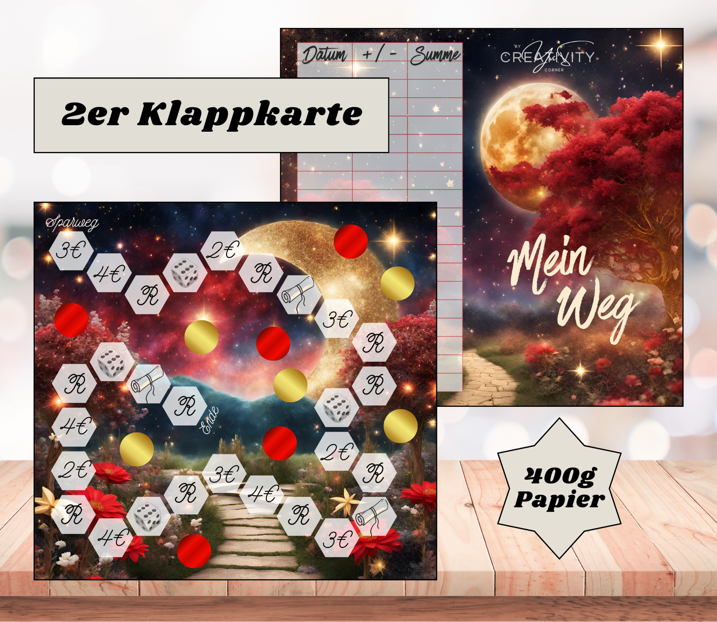 Sparchallenge "Mein Weg" Zweier-Klappkarte, A6, 400g Papier