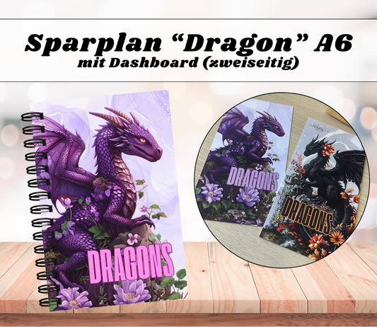 Sparbuch „Dragon“ + Deckblatt, A6, Spiralbindung