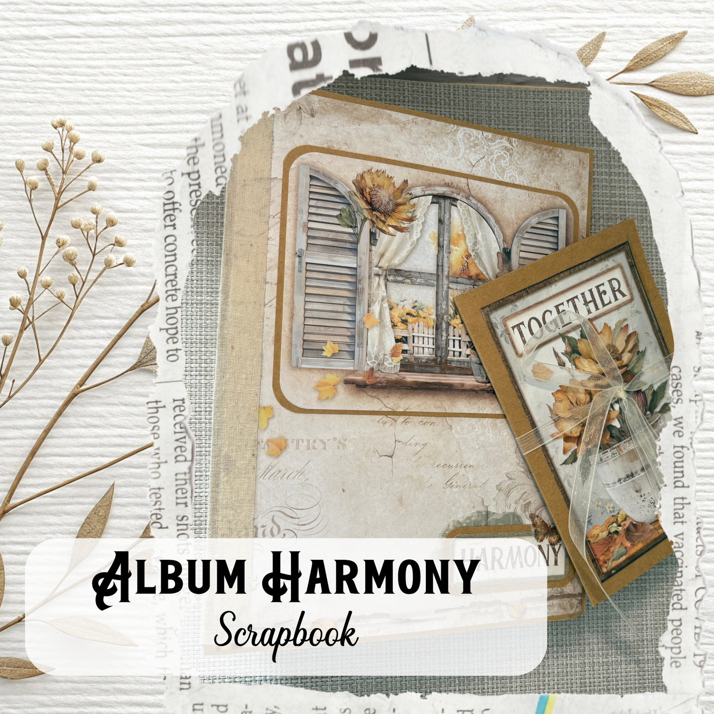 ✨ Halte deine Magie fest: Handgefertigtes Scrapbooking-Album im Vintage-Look „Harmony“ ✨