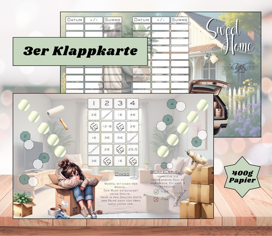 Sparchallenge "Sweet Home" Triple-Klappkarte, A6, 400g Papier