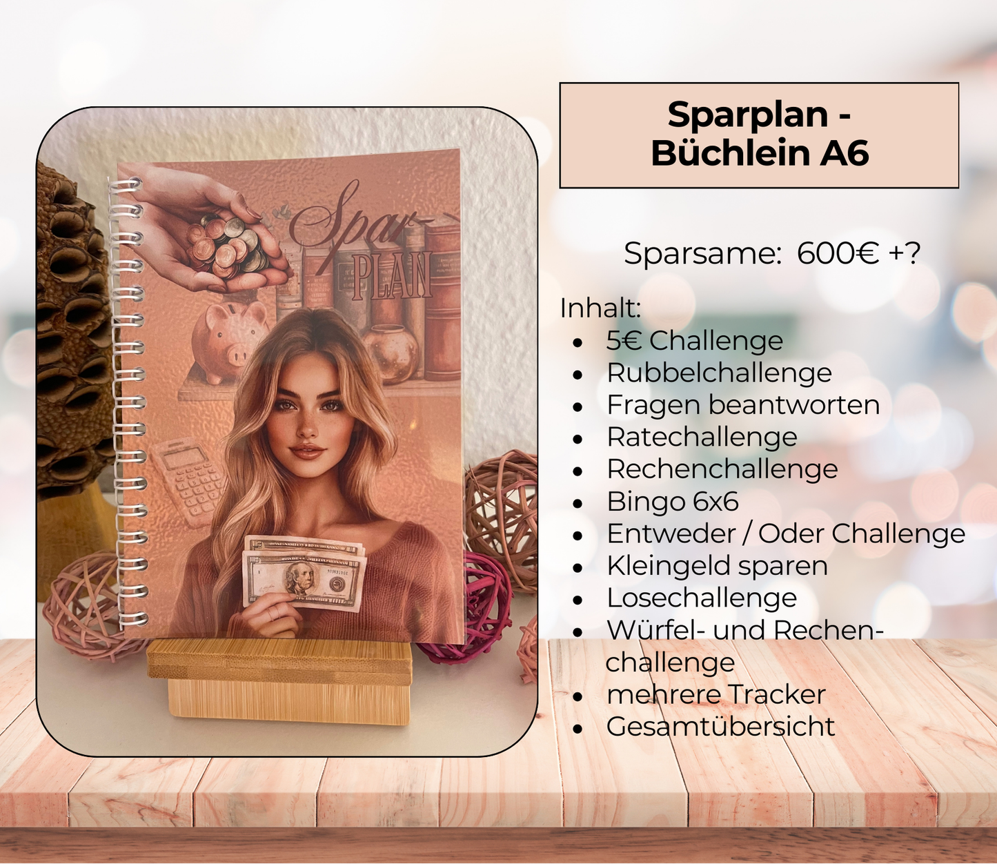 Sparplan „Notgroschen“, A6, Spiralbindung