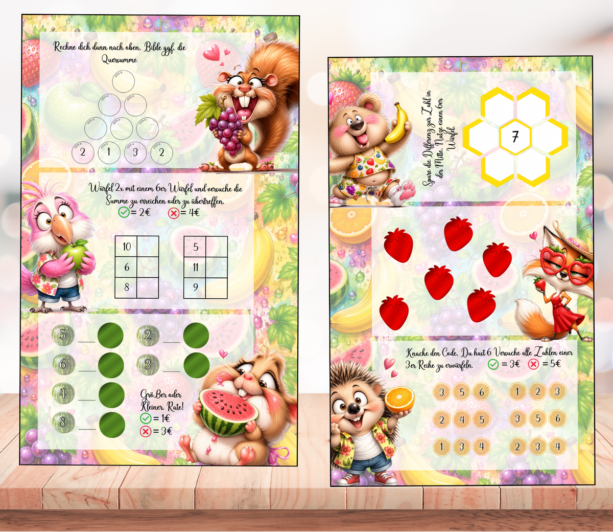 Sparchallenge-Set "Buntes Körbchen", gelocht und matt foliert für A6, Papier 350g