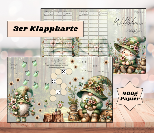Sparchallenge "Wildblumen" Triple-Klappkarte, A6, 400g Papier
