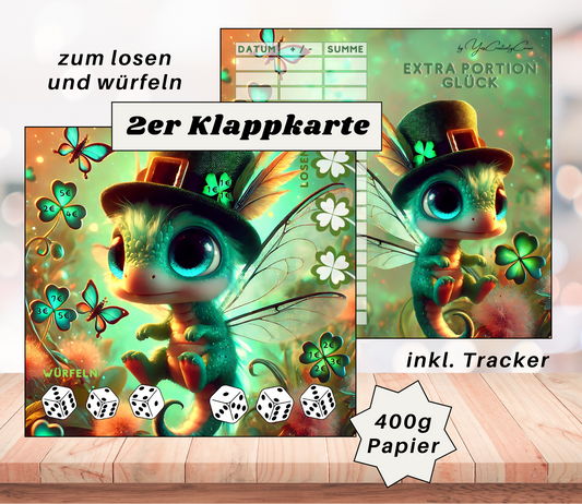 Sparchallenge "eine Portion Glück" Zweier-Klappkarte, A6, 400g Papier