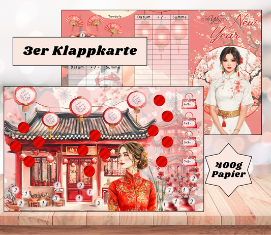Sparchallenge "Chinese New Year 2.0" Triple-Klappkarte, A6, 400g Papier