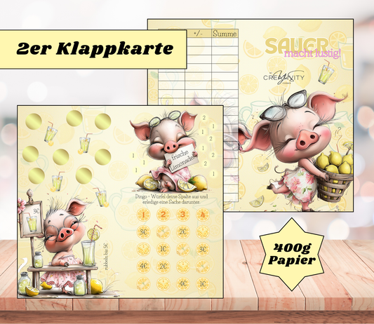 Sparchallenge „Sauer macht lustig" Zweier-Klappkarte, A6, 400g Papier