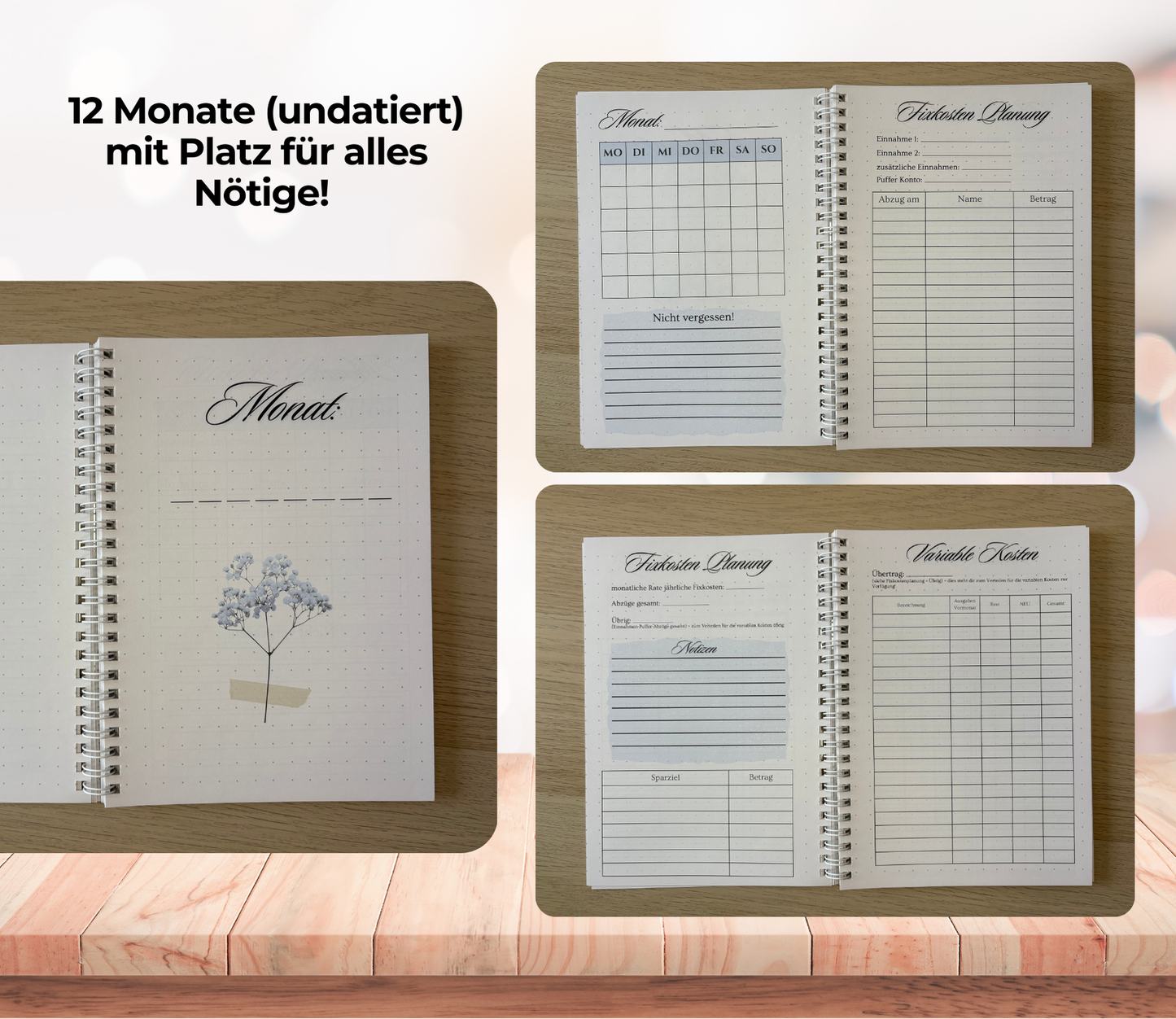 Budgetplaner undatiert „neutral“, A5, Spiralbindung