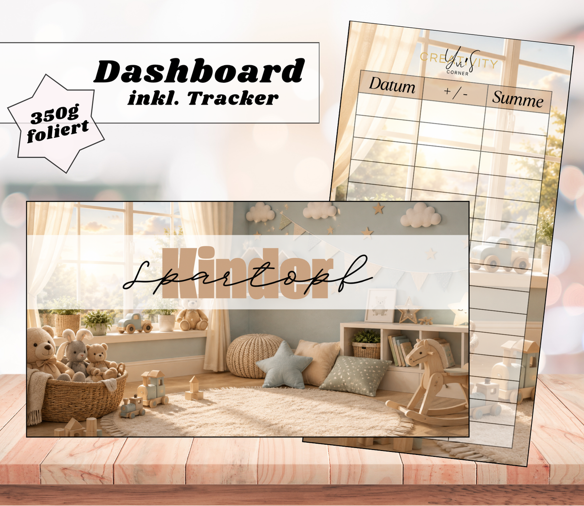 Dashboards Sparziel-Tracker A6 – matt foliert, abwischbar, 350g Papier