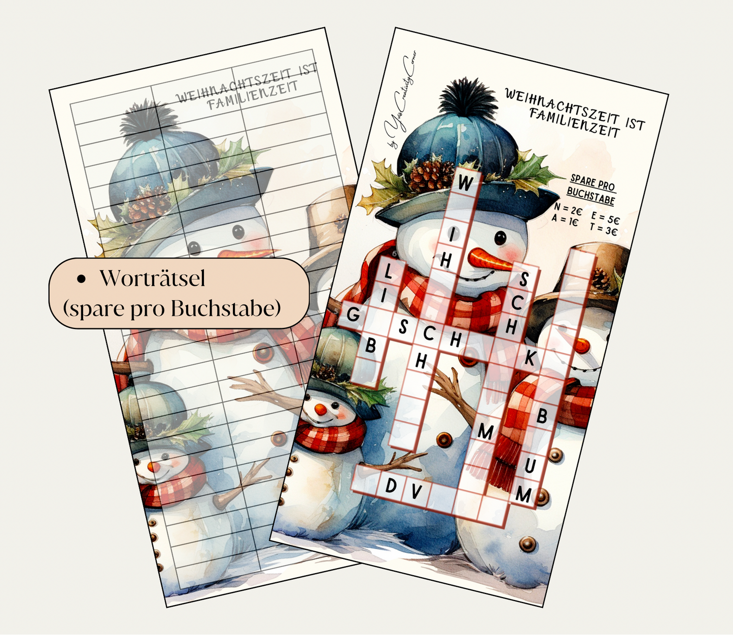 Sparchallenge "Schneefamilie“, A6, Papier 250g