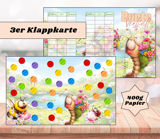 Sparchallenge "Bunte Vielfalt" Triple-Klappkarte, A6, 400g Papier