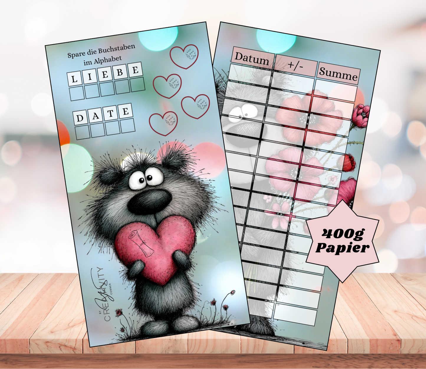 Sparchallenge "Heart", A6, Papier 400g