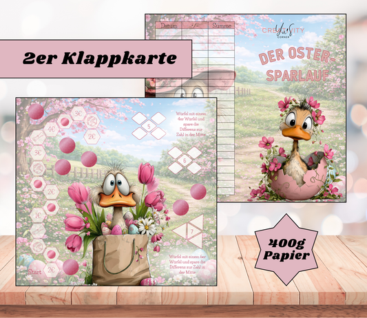 Sparchallenge „Ostersparlauf" Zweier-Klappkarte, A6, 400g Papier