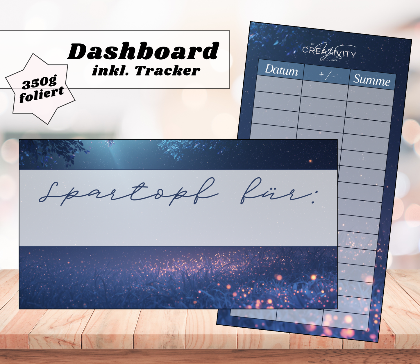 Dashboards Spartöpfe - mehrere Auswahlmöglichkeiten, A6, Papier 350g foliert