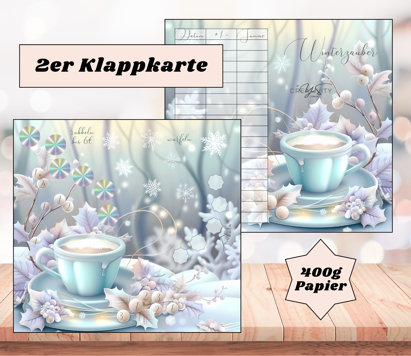 Sparchallenge "Winterzauber" Zweier-Klappkarte, A6, 400g Papier