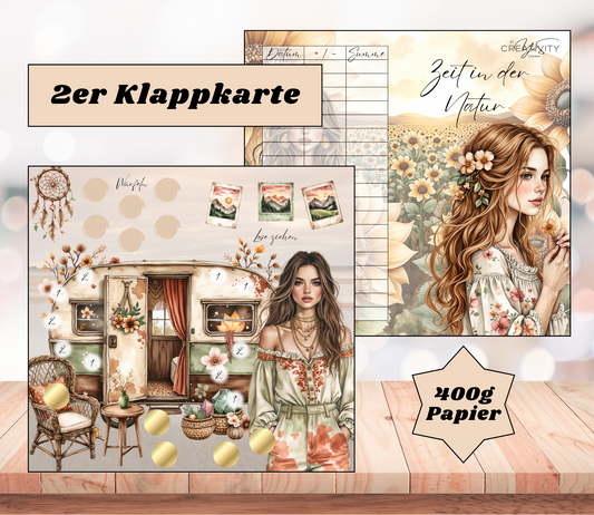 Sparchallenge "Zeit in der Natur" Zweier-Klappkarte, A6, 400g Papier
