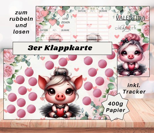 Sparchallenge "Valentina" Triple-Klappkarte, A6, 400g Papier