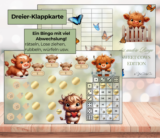 Sparchallenge "Sweet Cows Bingo" Triple-Klappkarte, A6, Papier 250g