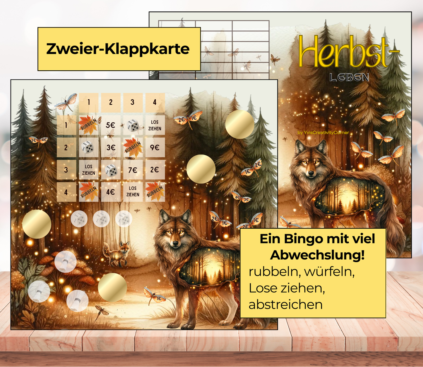 Sparchallenge "Herbstleben-Bingo" Zweier-Klappkarte, A6, Papier 250g