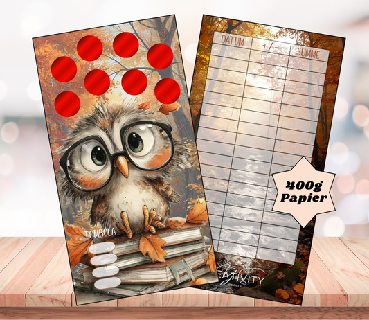 Sparchallenge „Leseeule", A6, Papier 400g