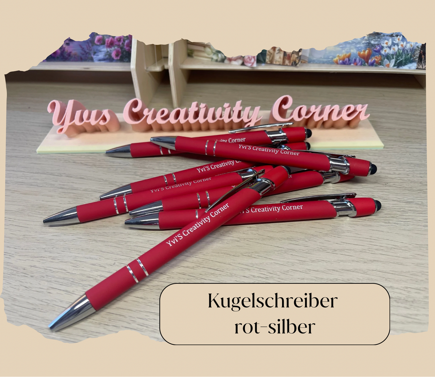 Kugelschreiber rot-silber ‚Yvis Creativity Corner‘