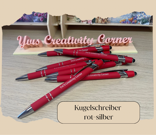 Kugelschreiber rot-silber ‚Yvis Creativity Corner‘