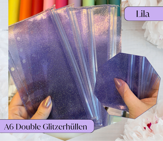 Glitzer Double Druckverschlusshüllen A6 (5 Stück)
