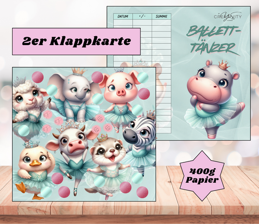 Sparchallenge "Balletttänzer" Zweier-Klappkarte, A6, 400g Papier