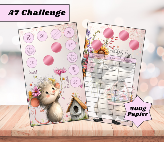 A7 Sparchallenge „Frühlingsmaus", A6, Papier 400g