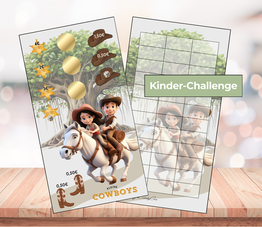 Kinder-Sparchallenge "kleine Cowboys", A6, Papier 250g