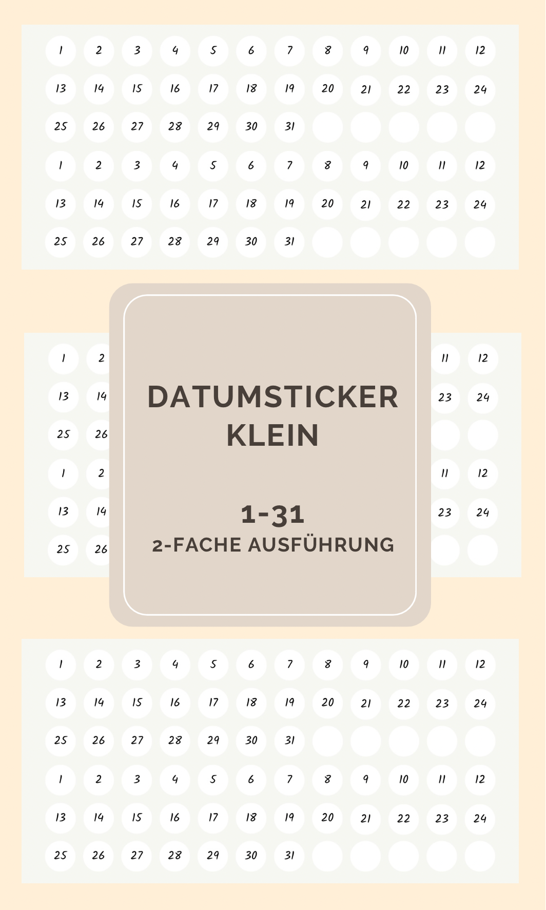 Datumssticker 1-31 klein 2-fache Ausführung (DZ02)