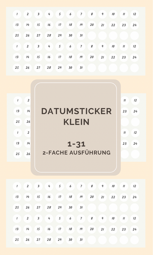 Datumssticker 1-31 klein 2-fache Ausführung (DZ02)