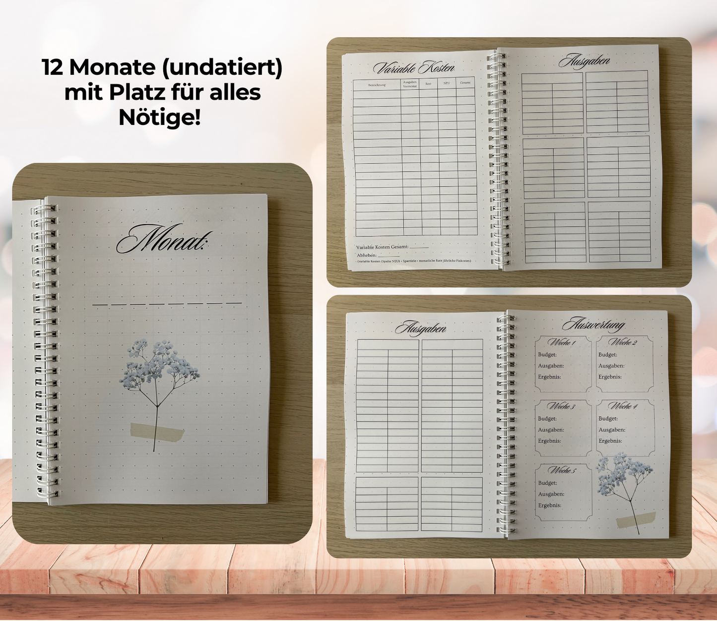 Budgetplaner undatiert „neutral“, A5, Spiralbindung