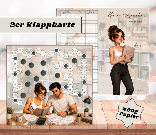 Sparchallenge „Kleiner Notgroschen" Zweier-Klappkarte, A6, 400g Papier