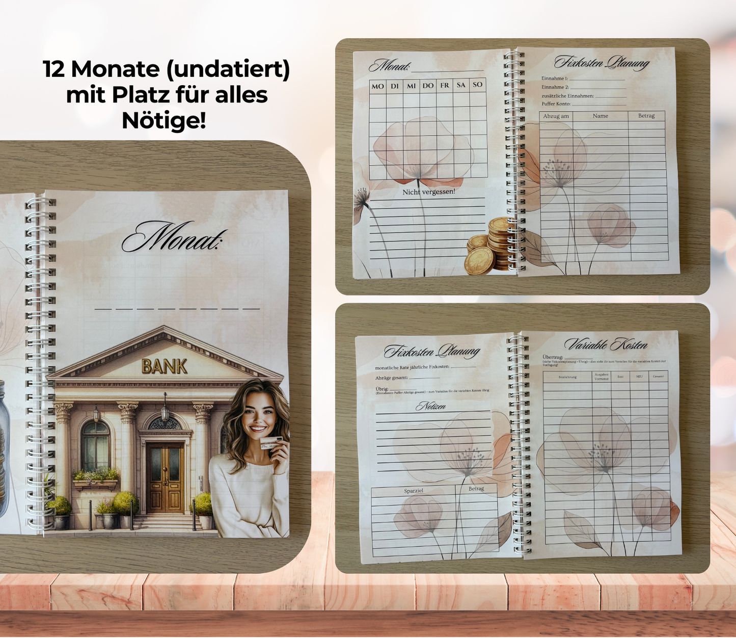 Budgetplaner undatiert „meine Budgetplanung“, A5, Spiralbindung