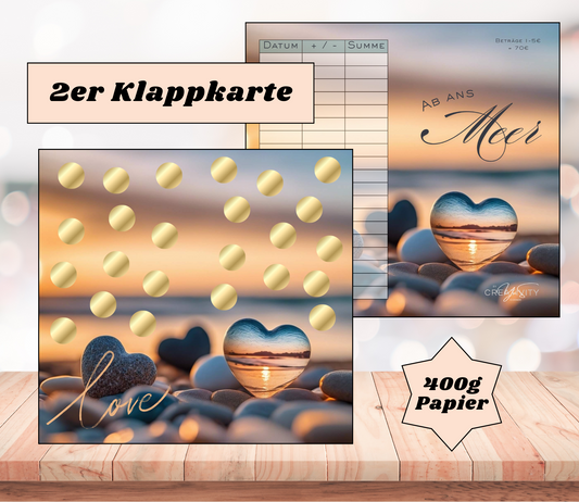 Sparchallenge "ab ans Meer" Zweier-Klappkarte, A6, 400g Papier