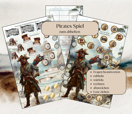 Sparspiel-Challenge „Pirates", A6, Papier 300g beschichtet zum Abheften