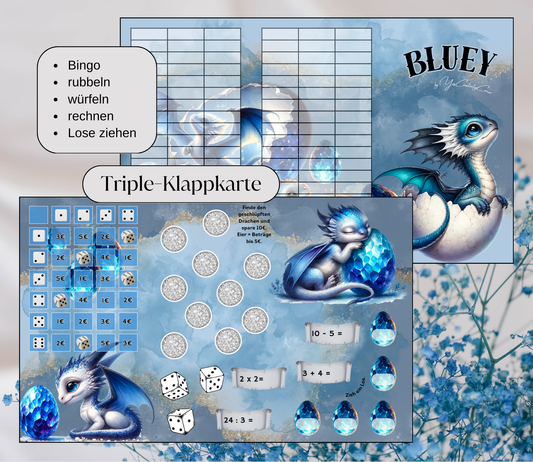 Sparchallenge "Bluey" Triple-Klappkarte, A6, Papier 250g