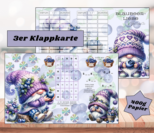 Sparchallenge "Blaubeerliebe" Triple-Klappkarte, A6, 400g Papier